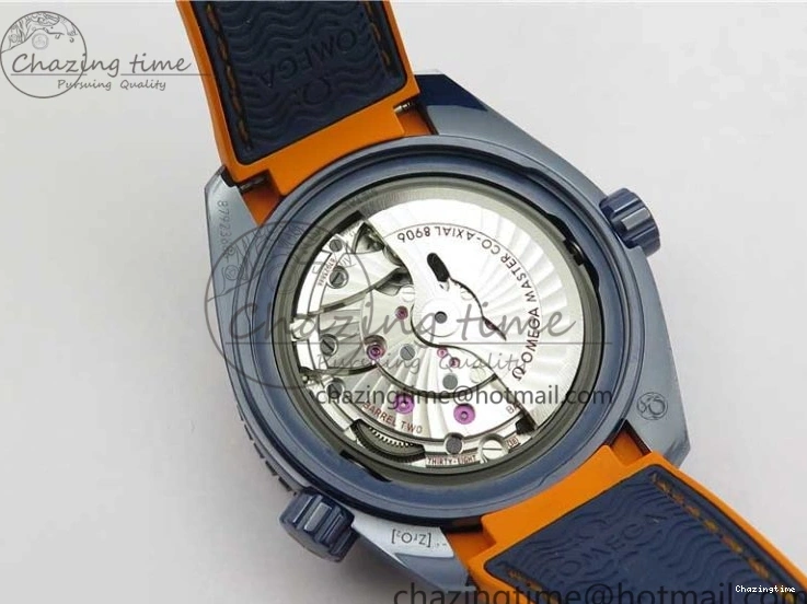 0316 Planet Ocean 45.5mm Big Blue Real Ceramic VSF 1:1 Best Edition on Blue Rubber Strap A8906 Super Clone Unique 7896